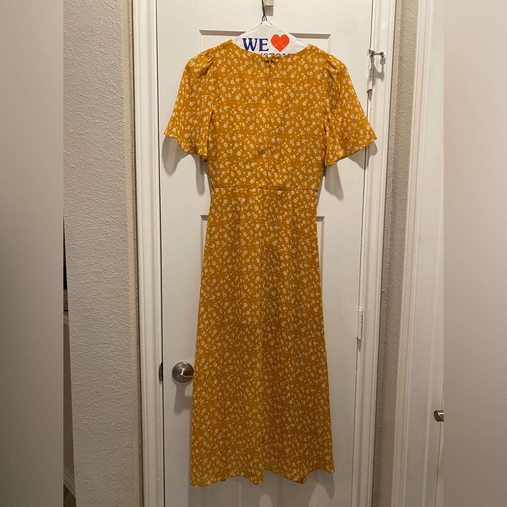 Lulu’s Mustard Yellow Floral Dress Size Small Spring … - Gem